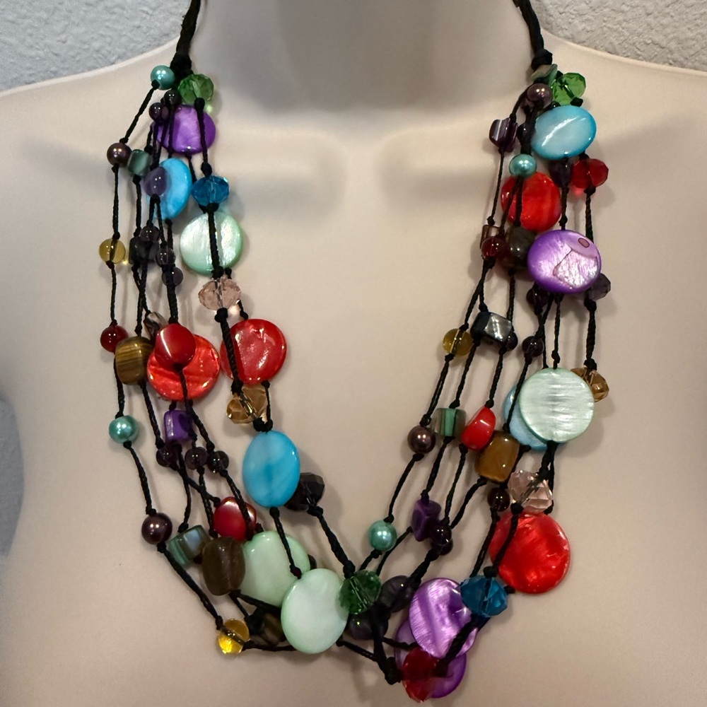 NWOT Premier Designs “Spectrum” multi-strand corded necklace